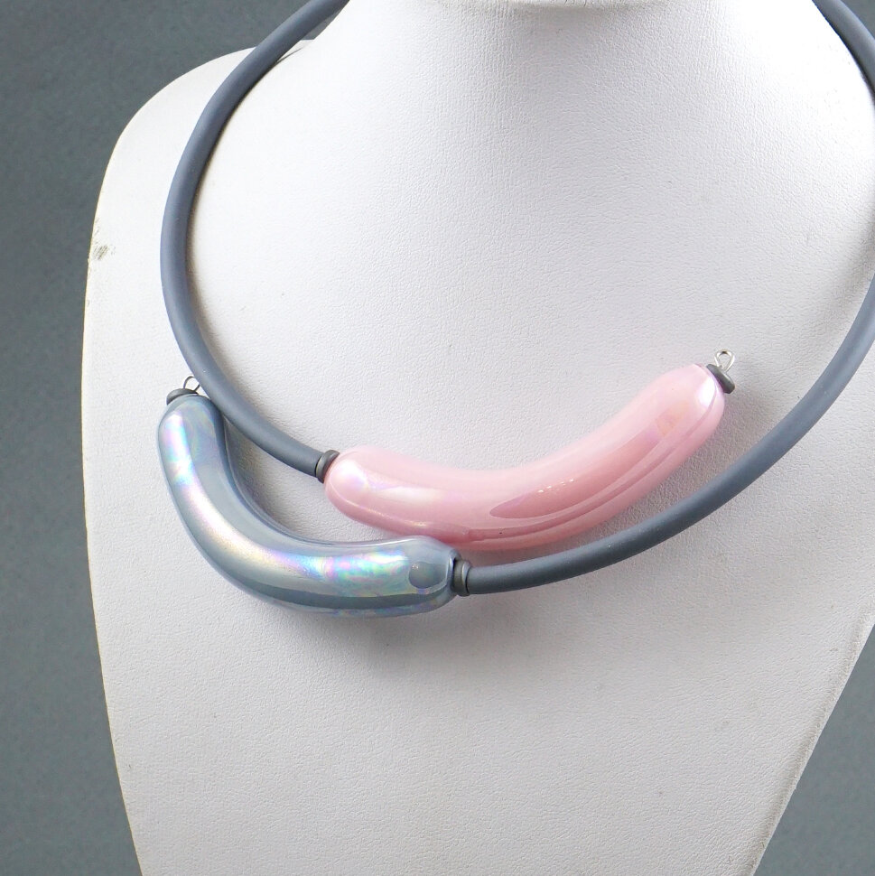 Choker Arcobaleno rose&gray