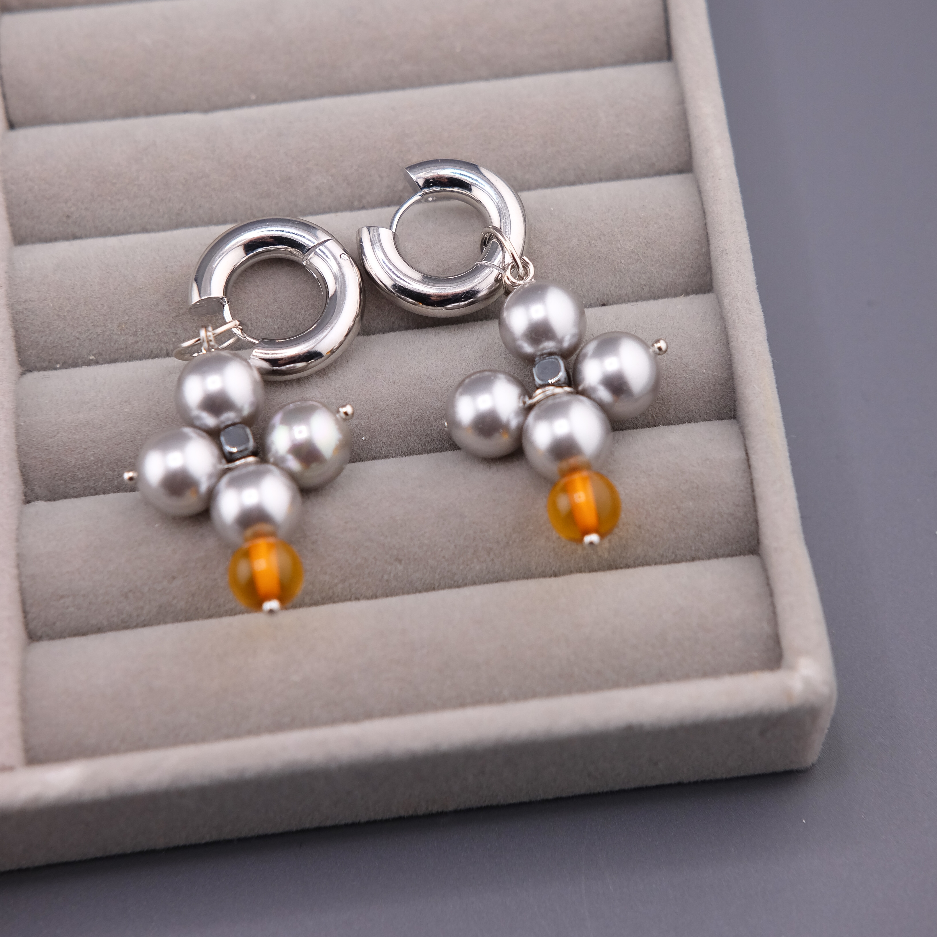 серьги Крест Жемчуг