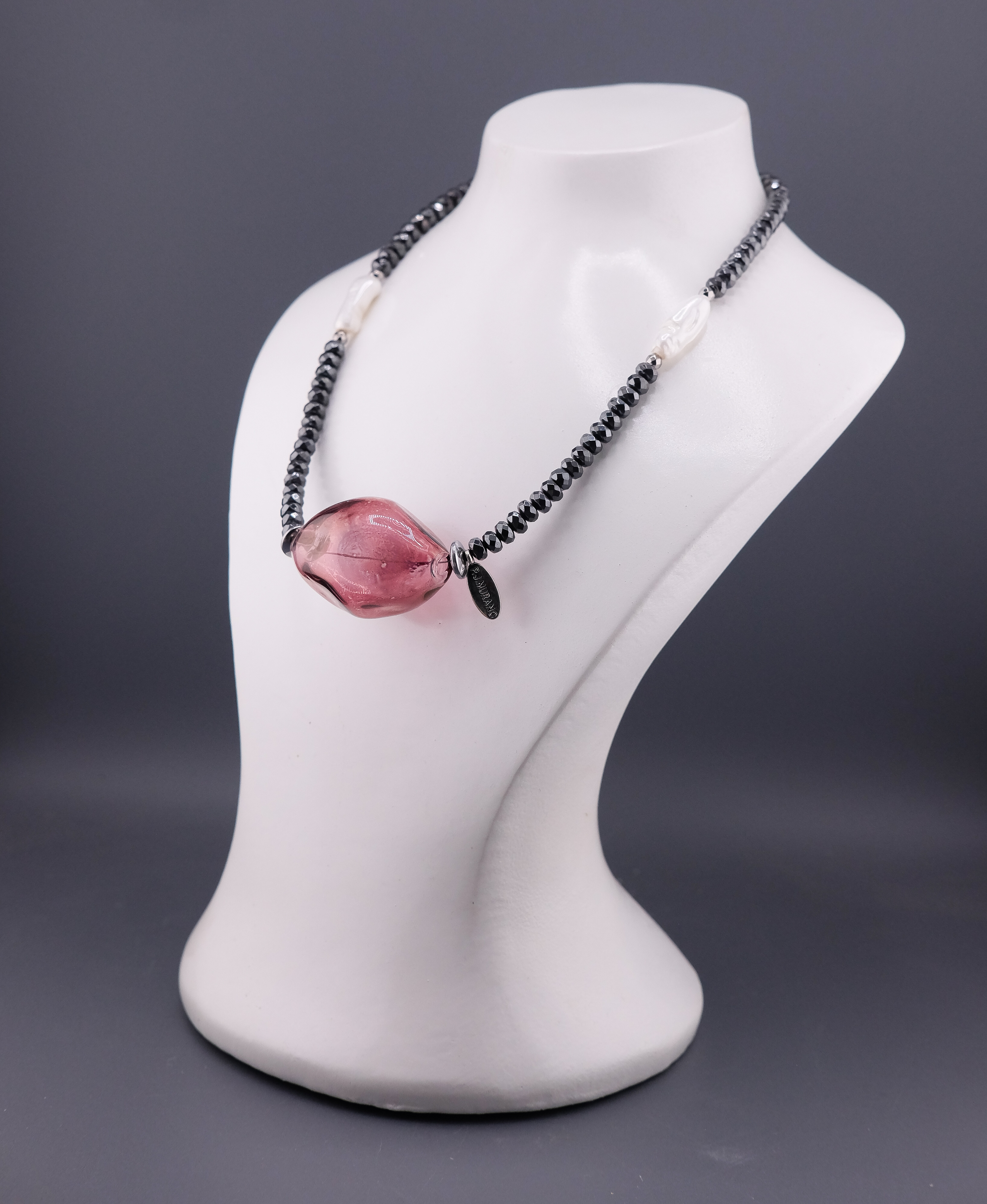 Чокер Гематит/Жемчуг 