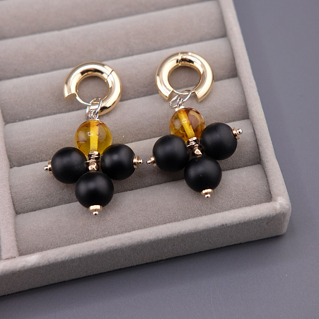 Серьги "Крест Шунгит"