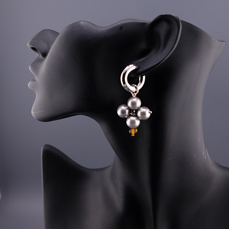 серьги Крест Жемчуг