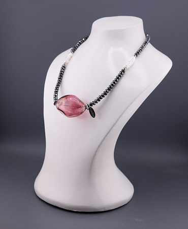 Чокер Гематит/Жемчуг 